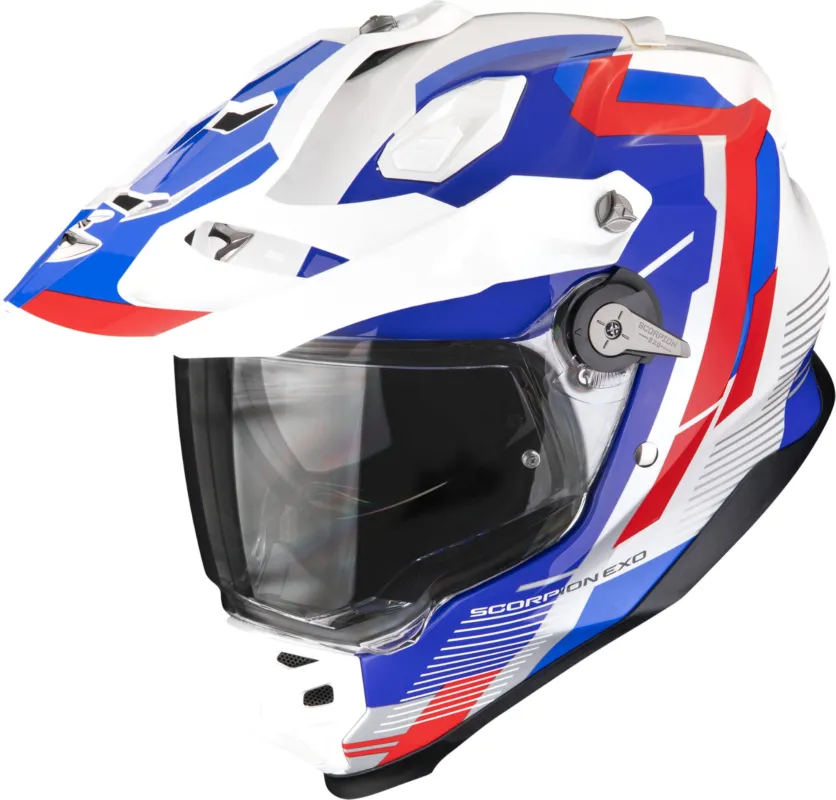 Horká Nabídka Scorpion ADF-9000 Air Patrol Enduro přilba bílá/modrá/červená - M (57/58)