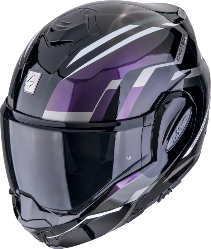 Pouze Dnes Scorpion EXO Tech Evo Furio Přilba Černá/fialová/stříbrná - XS (54)