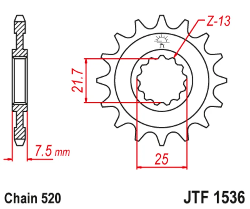 Přímo Od Výrobce JT SPROCKETS Ocelové přední ozubené kolo bez hluku - 520 - JT SPROCKETS