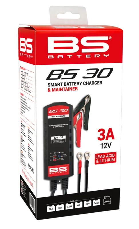 BS Battery Inteligentní nabíječka baterií BS30 - 12V 3A - BS Battery Inteligentní nabíječka baterií BS30 - 12V 3A ► koupit online na FC-Moto Must-Have