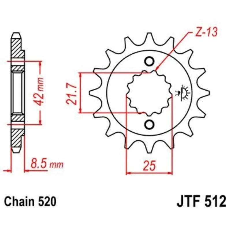 JT SPROCKETS Ocelové přední ozubené kolo bez hluku - 520 - JT SPROCKETS Výhodná Nabídka