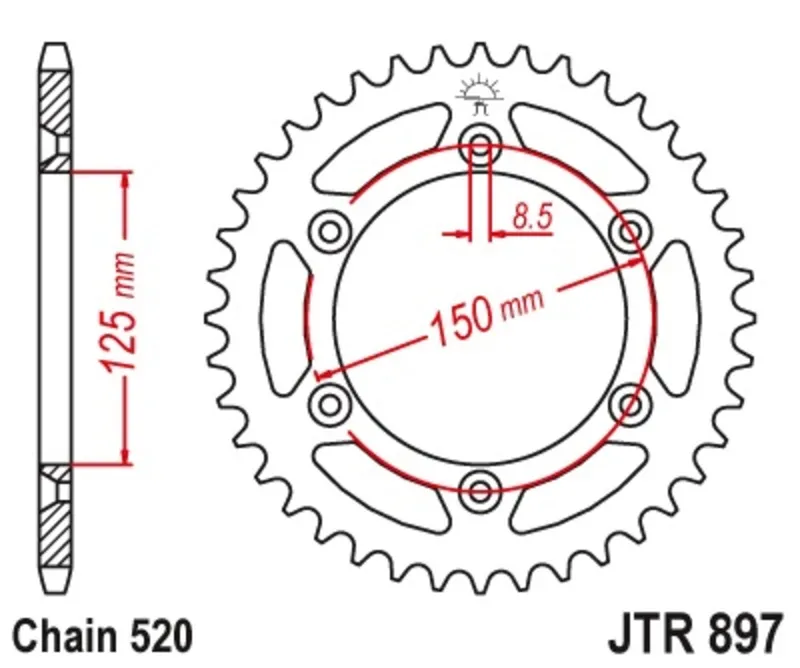 Nejlepší Cena JT SPROCKETS Standardní ocelová korunka 897 - 520 - JT SPROCKETS