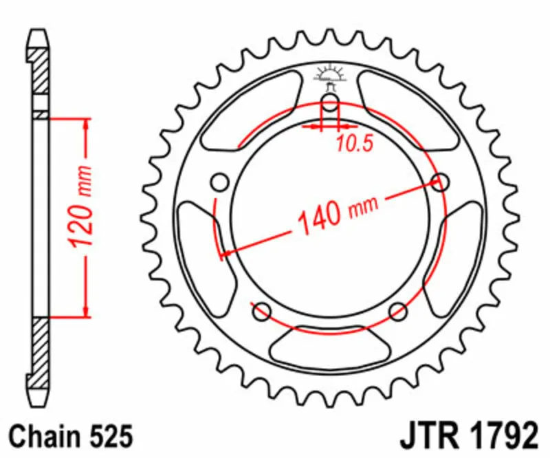 Dokud Zásoby Vydrží JT SPROCKETS Standardní ocelová korunka 1792 - 525 - JT SPROCKETS