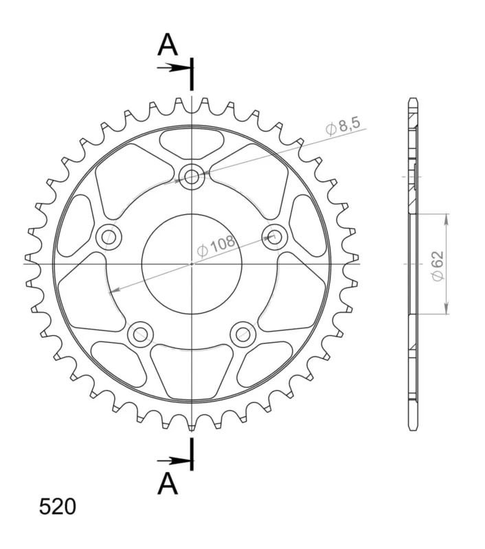 Nejprodávanější Řetězová rozeta SUPERSPROX RFE-701 39-BLK černý 39 zubů, 520