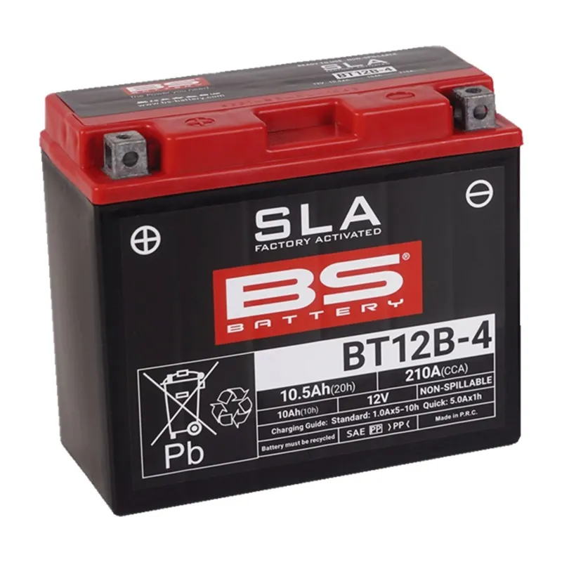 Továrně aktivovaná motocyklová baterie BS-BATTERY BT12B-4 (YT12B-4) SLA Nejlepší Volba