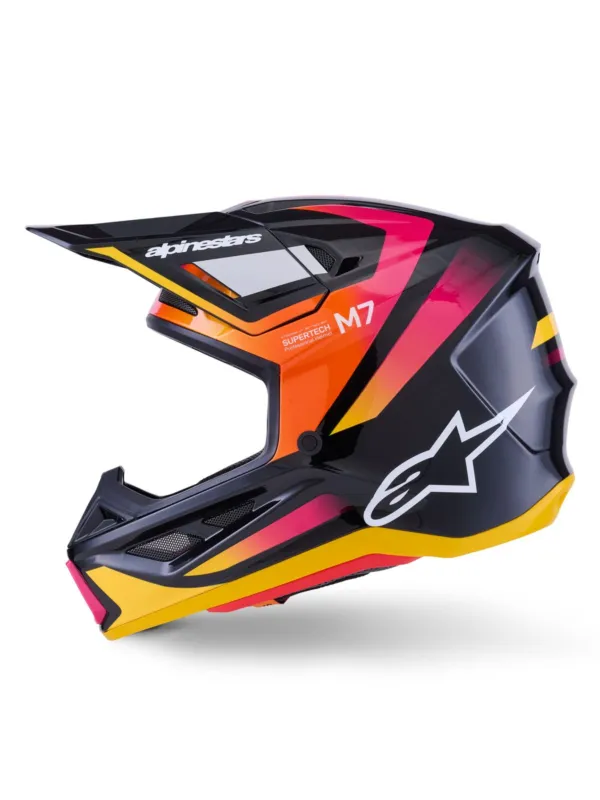 přilba SUPERTECH S-M7 RISE, ALPINESTARS (černá/žlutá/růžová fluo) 2026 - XS Nejlepší Cena