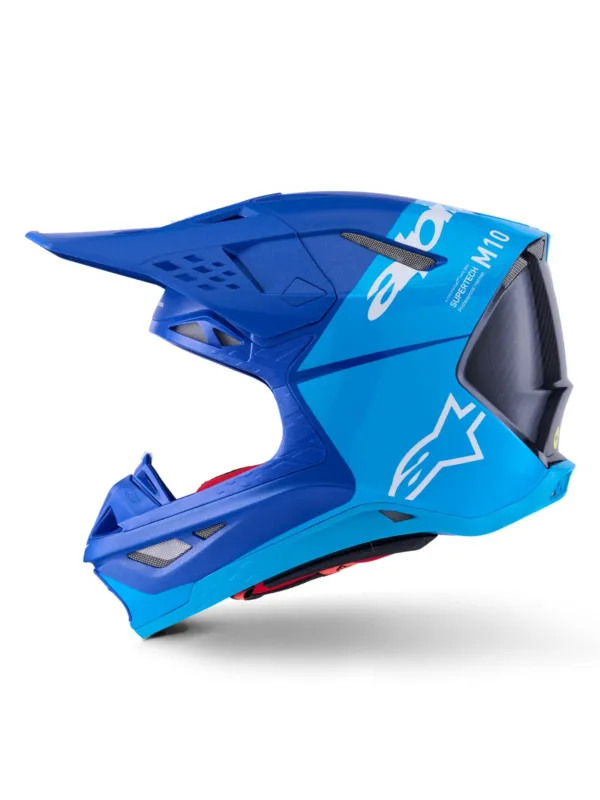 Víkendová Akce přilba SUPERTECH S-M10 FLOOD, ALPINESTARS (modrá perleť/světle modrá/černá/carbon/matná/lesklá) 2026 - M