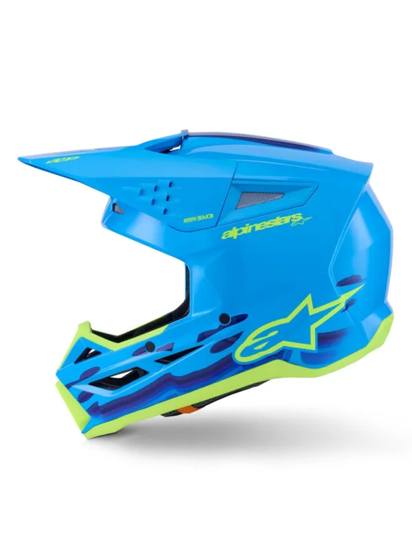 Výhodná Nabídka přilba S-M3 FORCE, ALPINESTARS (modrá/žlutá fluo) 2026 - XL