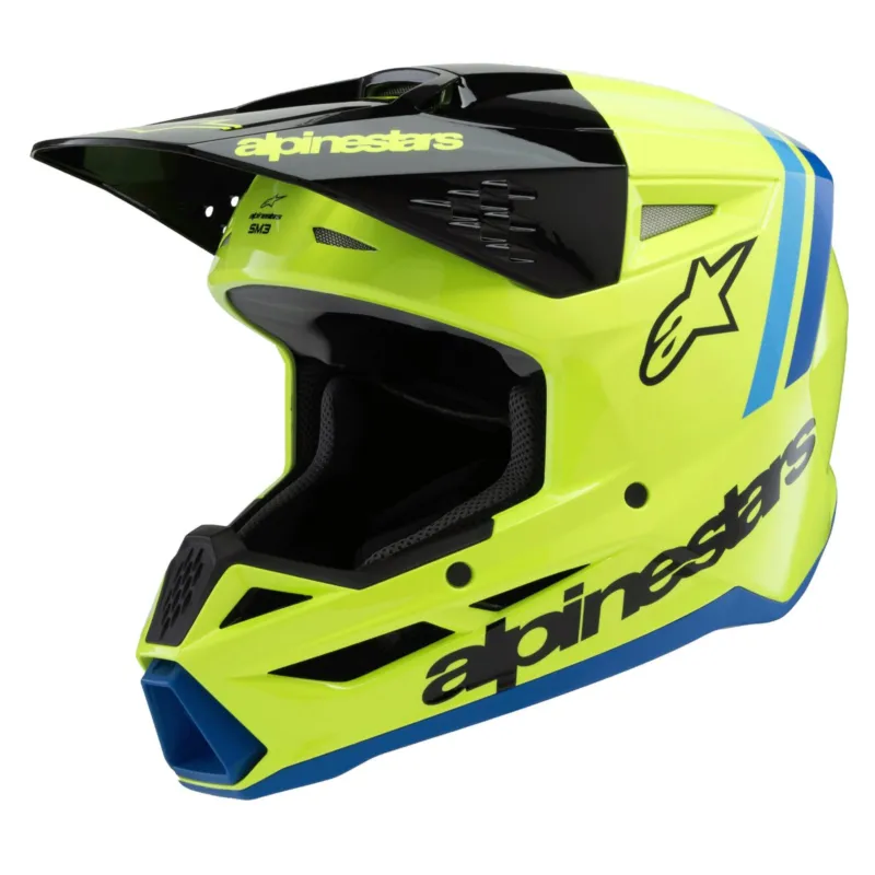 přilba S-M3 RADIUM, ALPINESTARS, dětská (žlutá fluo/černá/modrá) 2026 - S Autentický