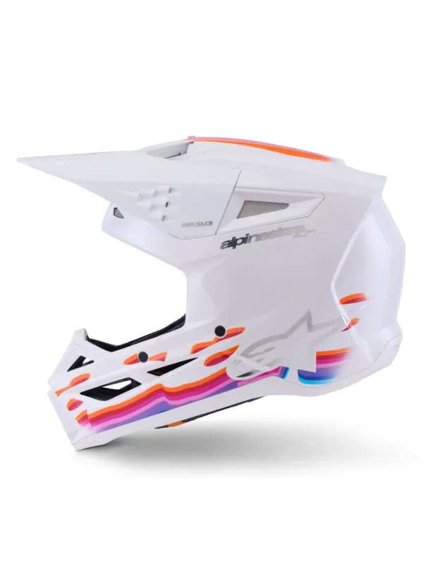 Top Prodej přilba S-M3 FORCE, ALPINESTARS (bílá/žlutá/růžová/fialová) 2026 - XS