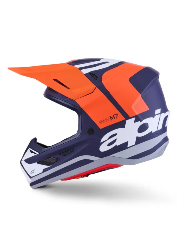 Zlevněný přilba SUPERTECH S-M7 CORE, ALPINESTARS (oranžová/modrá/bílá/matná) 2026 - XS