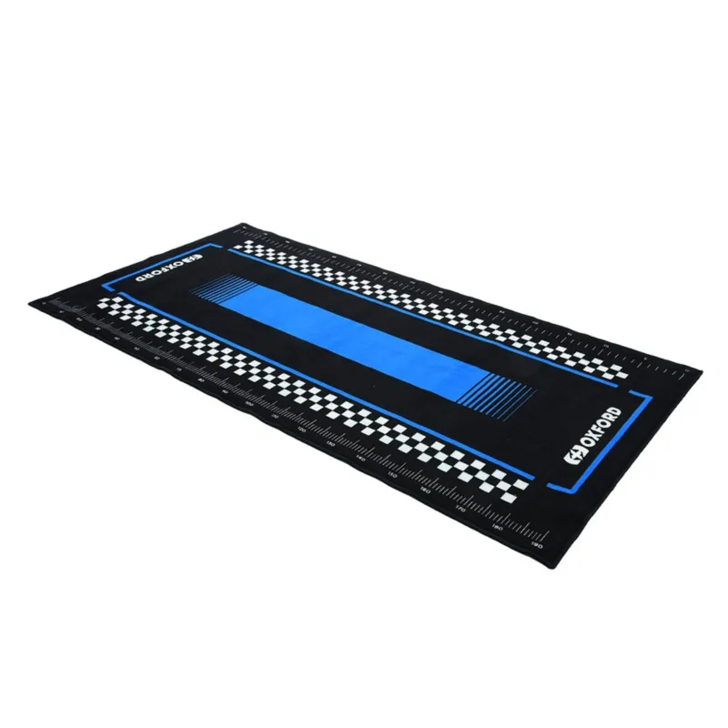 Aktuální textilní koberec pod motocykl PITLANE SUZI BLUE L, OXFORD (světle modrá/černá, rozměr 200 x 100 cm, splňující předpisy FIM)