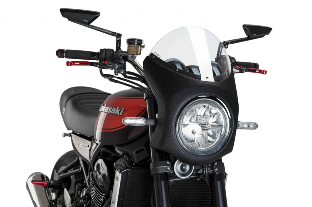 Zlevněný Plexi štít PUIG SEMI-FAIRING 9596W karbonový vzhled průhledný