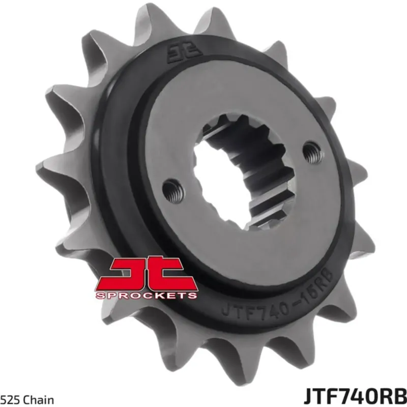 Přední pastorek 525 15 zubů, RB - gumový vodící prvek řetězu, JT Sprockets JTF740 Akce