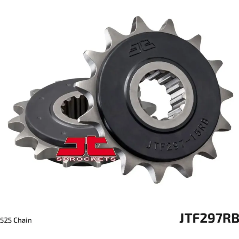 Ověřený Přední pastorek 525 15 zubů, RB - gumový vodící prvek řetězu, JT Sprockets JTF297