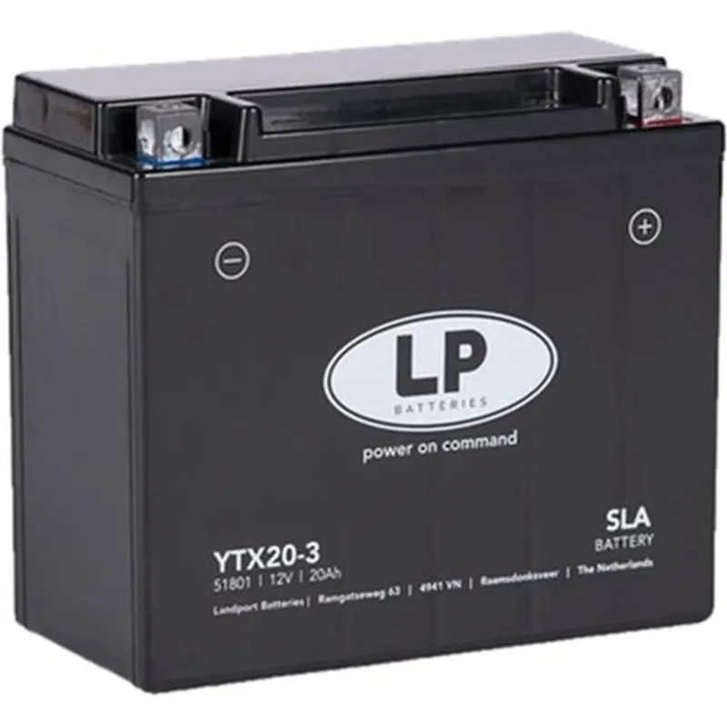 Levný Bezúdržbová baterie Landport YTX20-3 (YB18L-A/YTX20L-BS) 12V 20Ah 175x87x155mm 310CCA